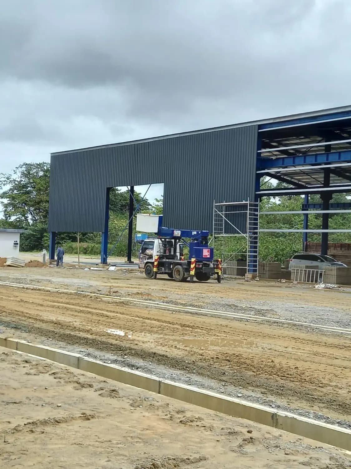 Completed steel framed industrial building