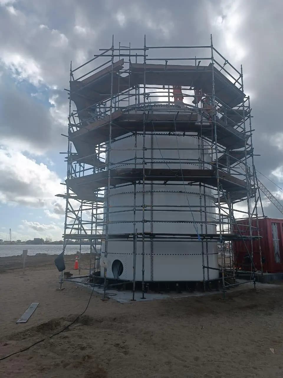 Access scaffolding around a process tower